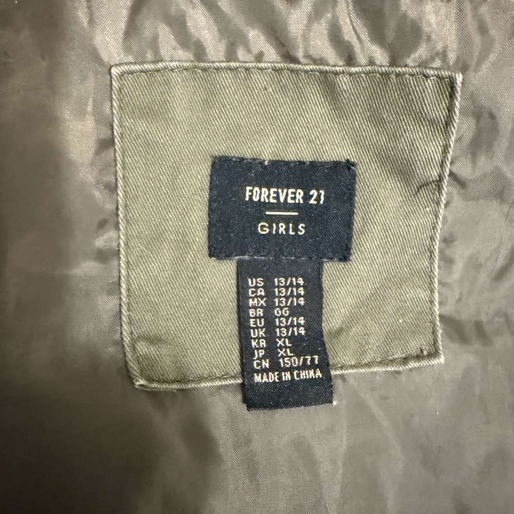 Forever 21 Olive Green Girls Jacket 13/14